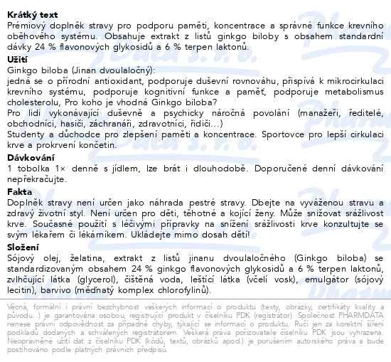 Příbalový leták - MOVit GINKGO BILOBA 60mg FORTE 90 tobolek