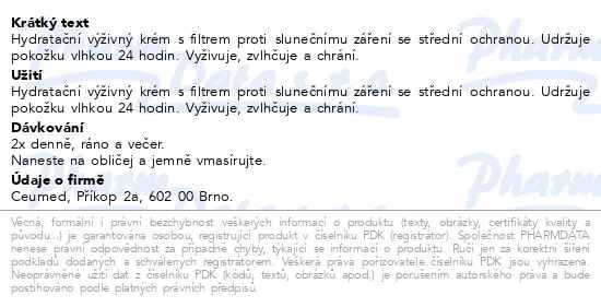 Příbalový leták - Babé Pleť Hydratační a výživný krém plus SPF 20 50 ml (Hydronourishing Cream SPF 20)