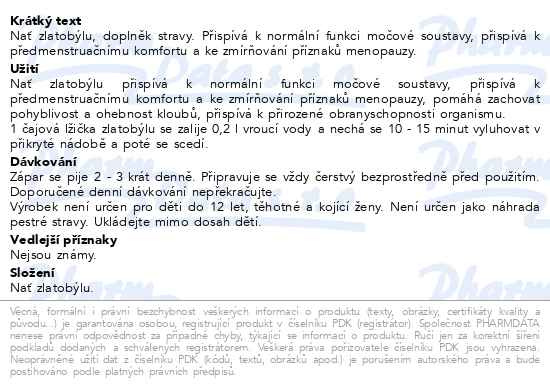 Příbalový leták - Zlatobýl nať sypaná 50g Fytopharma
