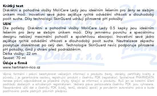 Příbalový leták - MoliCare LadyPad 0.5 kapky Duopack 2x28ks