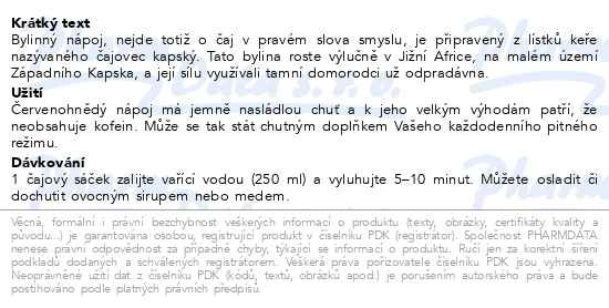 Příbalový leták - LEROS Čajový dýchánek Africký Rooibos 20x2g