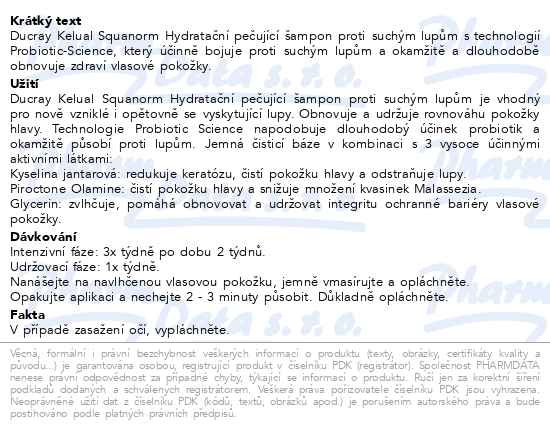 Příbalový leták - DUCRAY Kelual Squanorm Šampon hyd.suché lupy 200ml