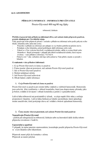 Příbalový leták (SUKL) - Procto-Glyvenol 10 čípků