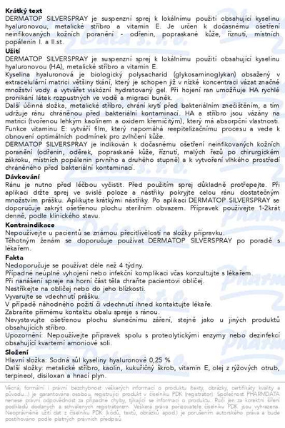 Příbalový leták - DERMATOP silverspray 50ml