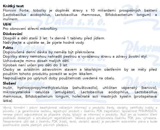 Příbalový leták - Flonivin Forte+Inulin tbl.30 Galenika