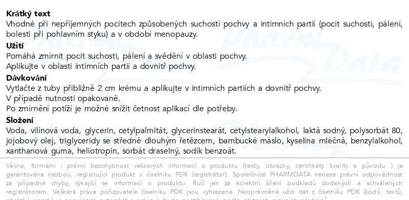 Příbalový leták - Forfemina Intimo vaginální zvlhčující krém 50ml