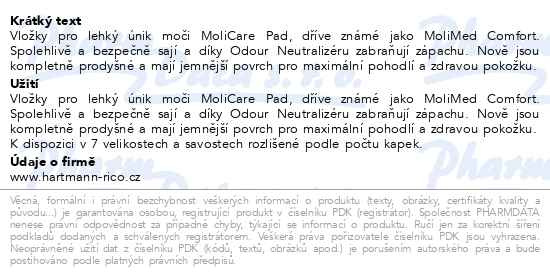 Příbalový leták - Inkontinenční vložky MoliCare LadyPad 0.5kap Duopack2x28ks