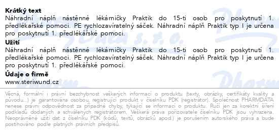 Příbalový leták - Lékárnička nást.náhrad.náplň do 15 osob Steriwund