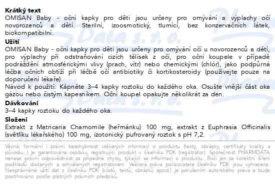 Příbalový leták - OMISAN Baby Oční kapky pro děti 50ml