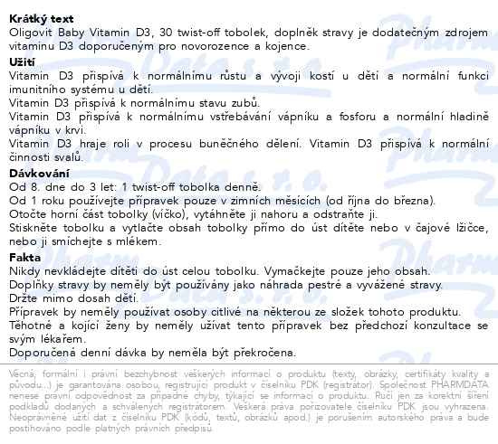 Příbalový leták - Oligovit Baby Vitamin D3 tob.30 Galenika
