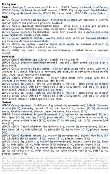 Příbalový leták - LEROS Děkuji výběr ovocných čajů 6x5sáčků