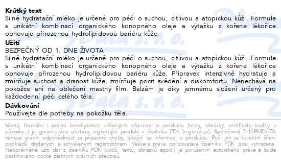 Příbalový leták - Biotter NC ATOPIS hydratační tělové mléko 500ml