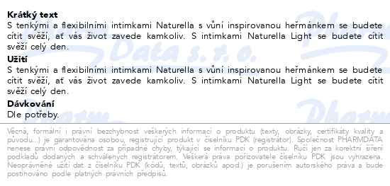 Příbalový leták - Naturella Camomile light intimky 100ks