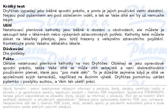 Příbalový leták - DryNites natah.kalhot.chlapci 13+let/48-60kg/9ks
