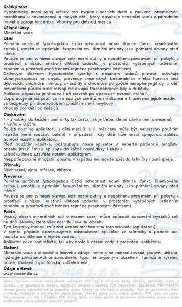 Příbalový leták - Vincentka nosní sprej JUNIOR hypotonický 25ml