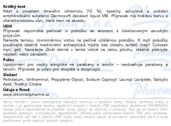 Příbalový leták - Ichtosalic mast DrKonrad 30ml