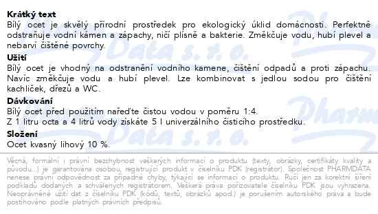 Příbalový leták - Allnature Bílý ocet 10% 1000ml