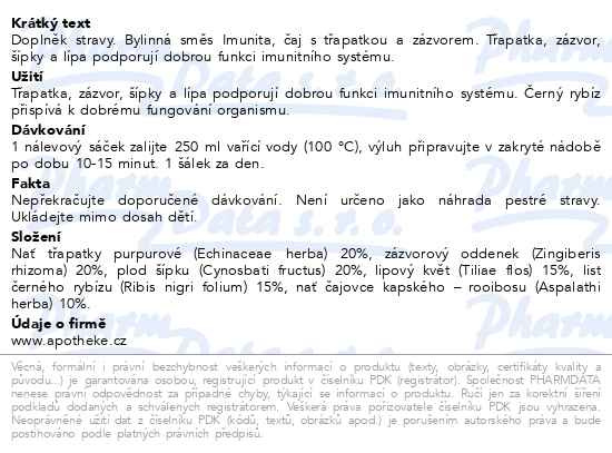 Příbalový leták - Apotheke FAF UK Imunita čaj 20x2g