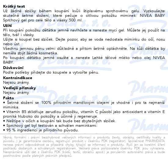 Příbalový leták - NIVEA Baby Sprchový gel pro celé tělo a vlásky 500 ml