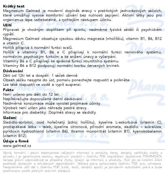 Příbalový leták - Magnesium 400mg+B komplex+C 30 sáčků Galmed