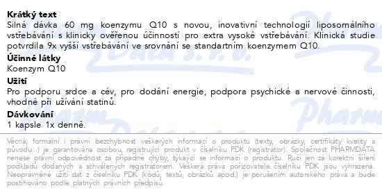 Příbalový leták - GS Koenzym Lipo Q10 60mg, 60 kapslí