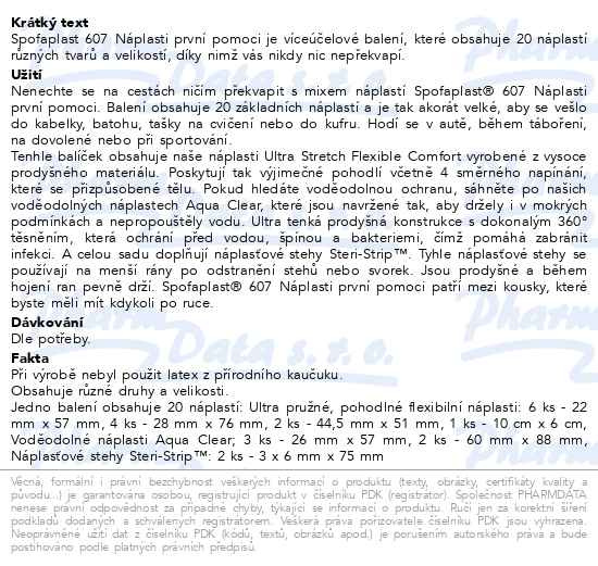 Příbalový leták - 3M Spofaplast 607 Náplasti první pomoci mix 20ks