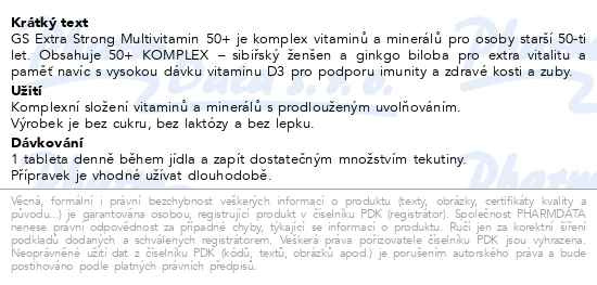Příbalový leták - GS Extra Strong Multivitamin 50+, 100 tablet