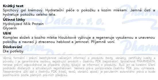 Příbalový leták - VIVAPHARM kozí sprchový gel krémový 400ml