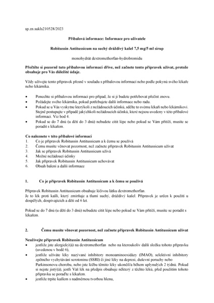 Příbalový leták (SUKL) - Robitussin Antitussicum 7,5mg/5ml, sirup na suchý kašel 100 ml