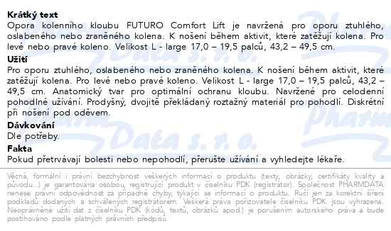 Příbalový leták - 3M FUTURO Kolenní bandáž Comfort Lift 76588DAB L