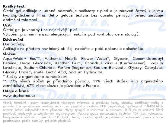 Příbalový leták - JONZAC REHYDRATE Dermo-čistící gel BIO 200ml