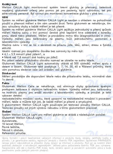 Příbalový leták - Wellion CALLA light glukometr set/červený