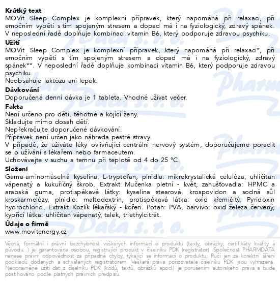 Příbalový leták - MOVit Gaba+Mučenka+Tryptofan Sleep complex tbl.60