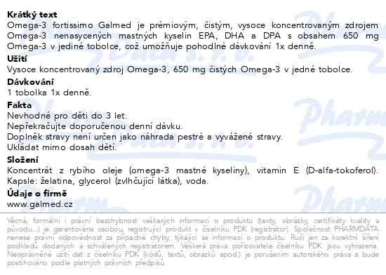 Příbalový leták - Omega-3 fortissimo Galmed tob 60