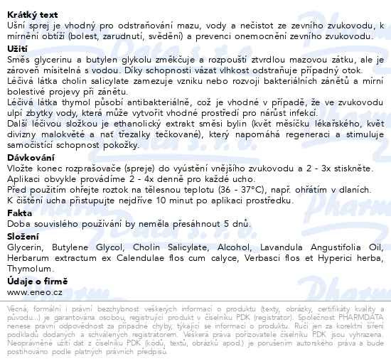 Příbalový leták - Otic Solution ušní sprej 10ml ENEO