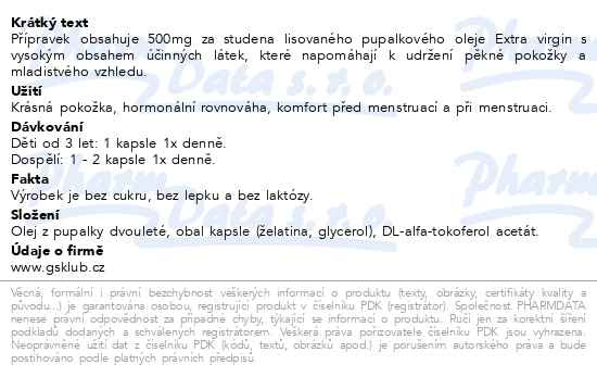 Příbalový leták - GS Pupalka 500mg 90+10 kapslí dárek