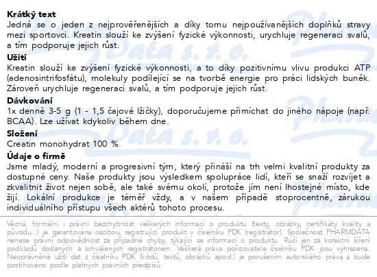 Příbalový leták - B-Fit Kreatin monohydrát 250g