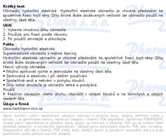Příbalový leták - Hartmann Hydrofilní elastické obinadlo 12cmx4m 1ks