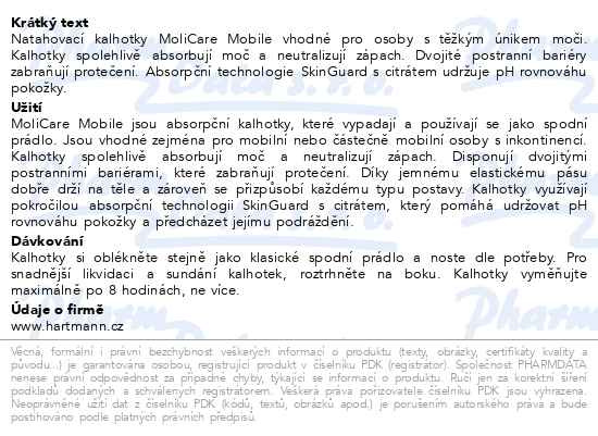 Příbalový leták - MOLICARE MOBILE 6 kapek velikost XS 14ks