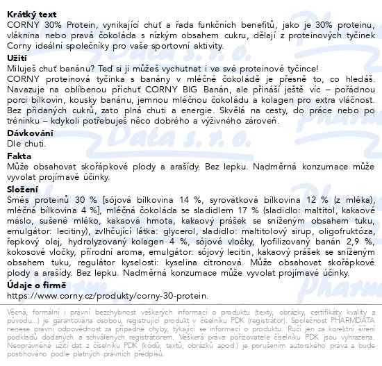Příbalový leták - CORNY PROTEIN Banán 50g