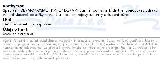 Příbalový leták - EPIDERMA bioak CBD šampon při projev Lupénky 200ml