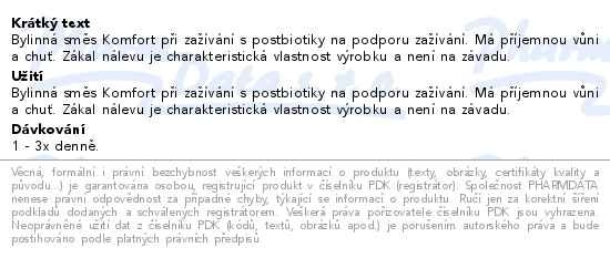 Příbalový leták - Megafyt Komfort při zažívání 20x1.5g