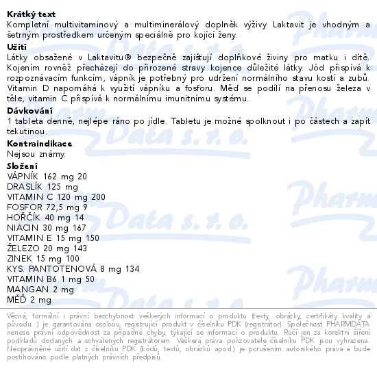 Příbalový leták - VitaHarmony Laktavit pro kojící ženy 60 tablet