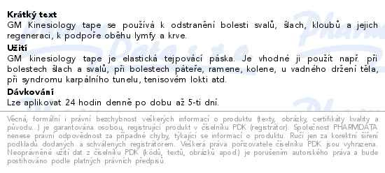 Příbalový leták - GM kinesiology tape 5cmx5m zelený