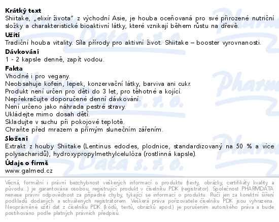Příbalový leták - Shiitake 500mg Galmed cps 90