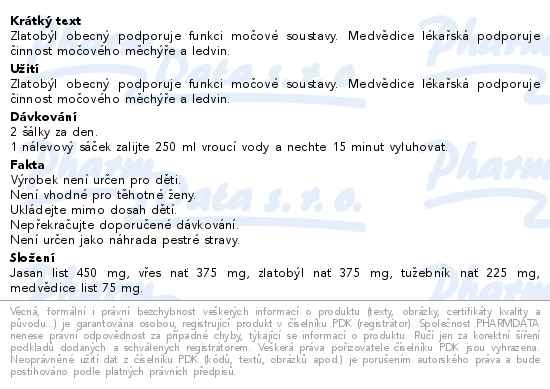 Příbalový leták - Herbofit Bylinný čaj Urologický 20x1.5g Galmed
