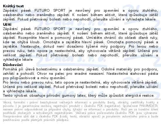 Příbalový leták - 3M FUTURO Zápěstní pásek podpůrný SPORT