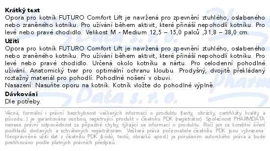 Příbalový leták - 3M FUTURO™ Bandáž hlezenního kloubu comfort 76582, M (31.8 - 38.1 cm)