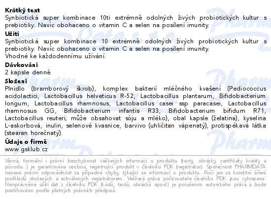 Příbalový leták - GS Probiotic Strong 60+30 kapslí dárek