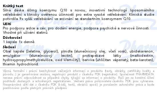 Příbalový leták - GS Koenzym Lipo Q10 60mg 60+10 kapslí dárek